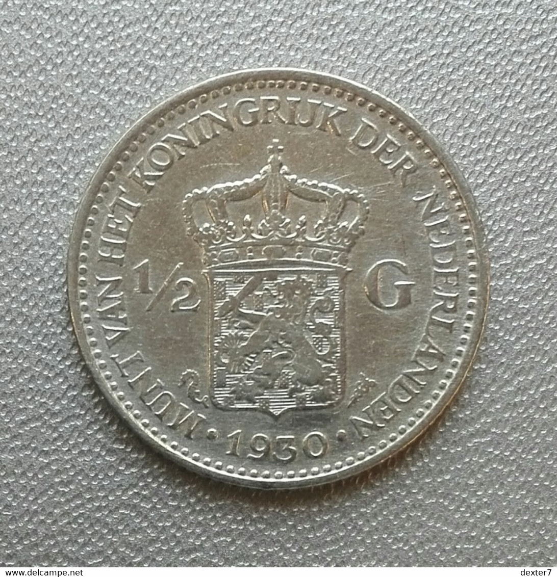 Netherlands 1930 1/2 Gulden Half Wilhelmina Olanda Fiorino - 1/2 Gulden