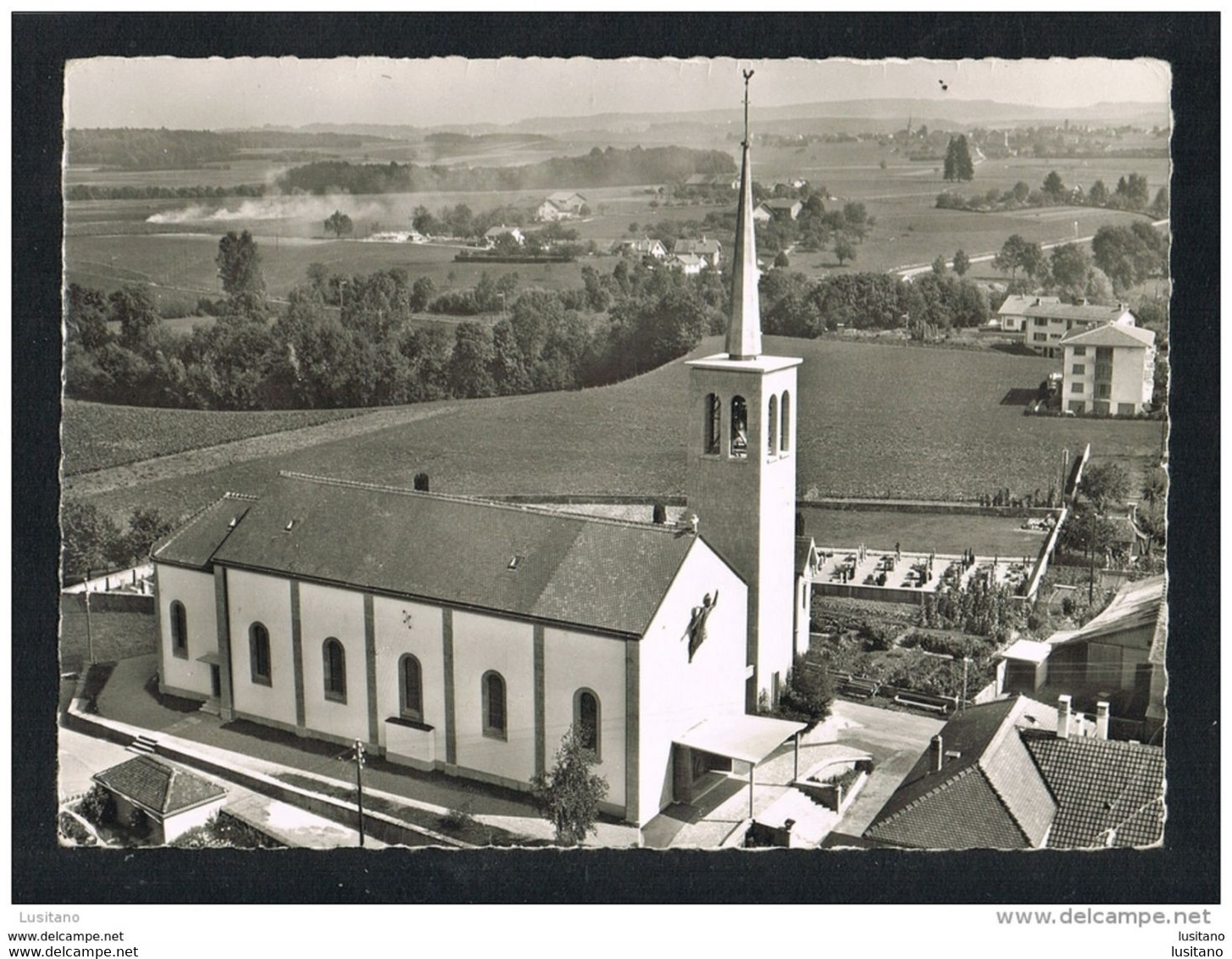 Au Dessus De ECHALLENS Et Son Eglise Catholique - Suisse Switzerland ( 2 Scans ) - Échallens