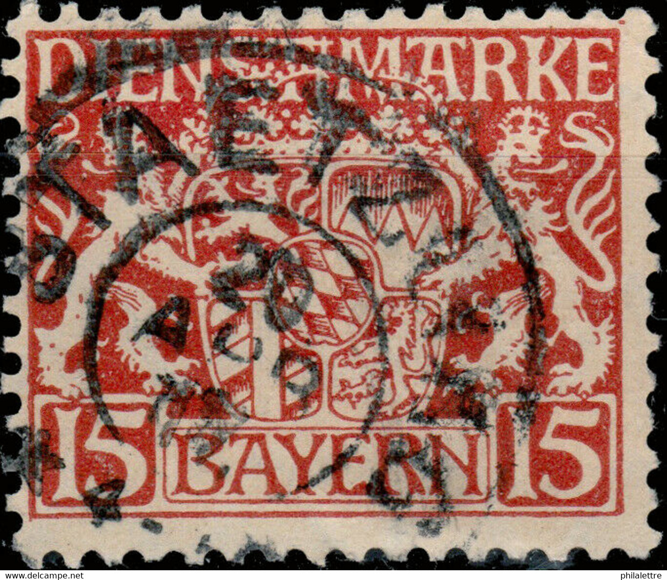 ALLEMAGNE / GERMANY / BAYERN 1917 CàD " STAETZLING " Sur Mi.D.19 15pf Red/orange - Used
