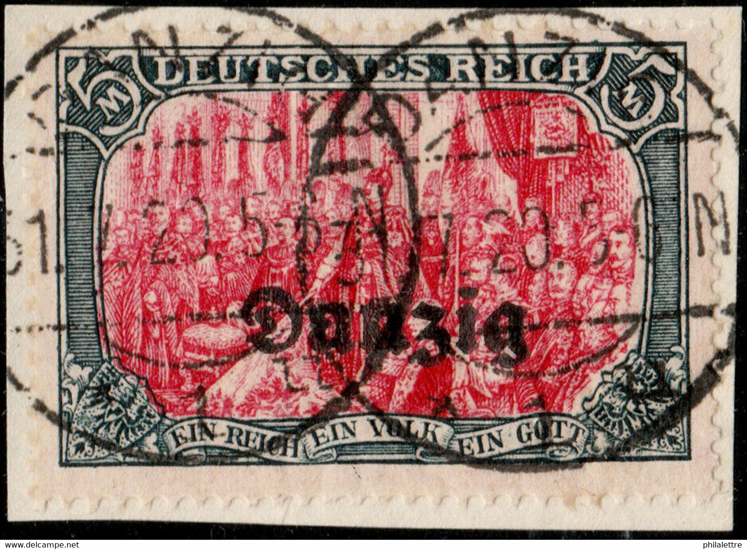 DANZIG 1920 (31.7) " DANZIG / * 1 U " Date Stamp (Wolff 115a) On Mi.15B - Oblitérés