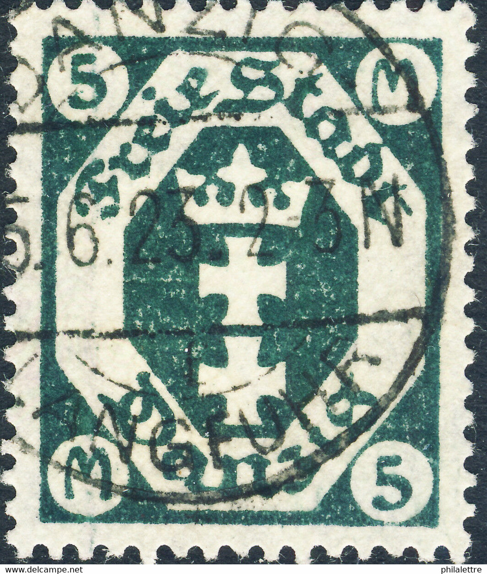 DANZIG 1923 - " DANZIG-LANGFUHR F " (Wolff 16, Rare) DS On Mi.108 5M Green - Oblitérés