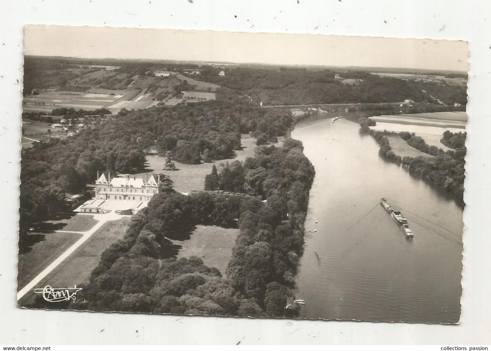 Cp, 78 , ROSNY SUR SEINE , La Seine Et Le Château ,  Vue Aérienne , Vierge ,  Ed. Combier - Rosny Sur Seine