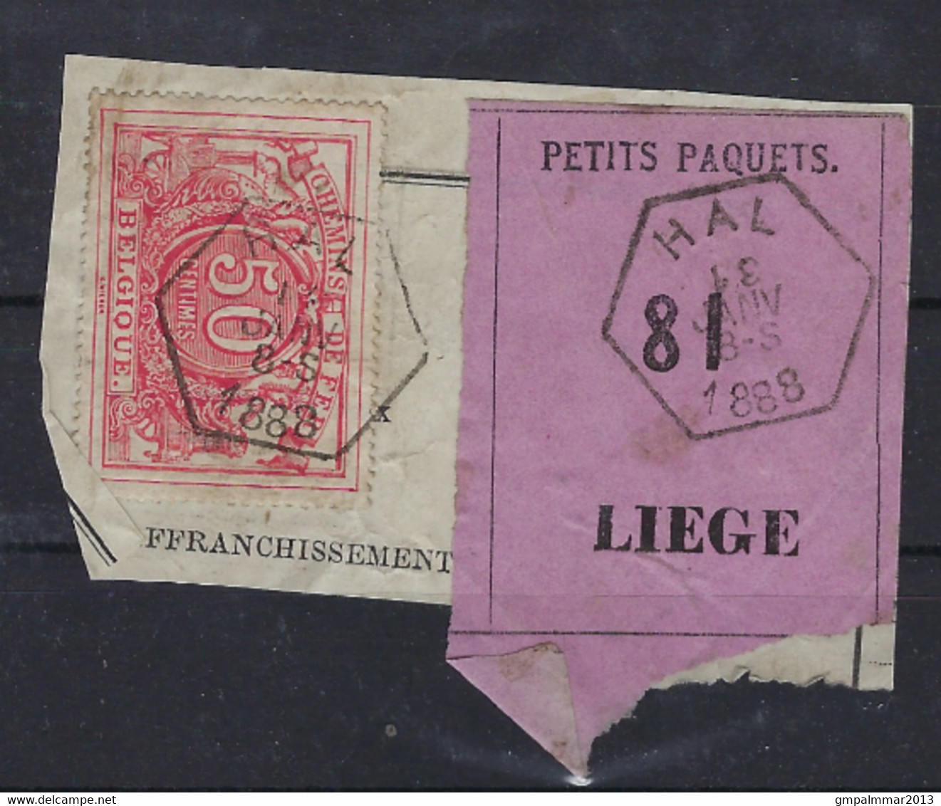 SP 11 / TR 11 Fragment Met Etiquette PETITS PAQUETS : Nr. 81 HEXAGONALE Stempel HAL > LIEGE ! LOT 269 - Documentos & Fragmentos