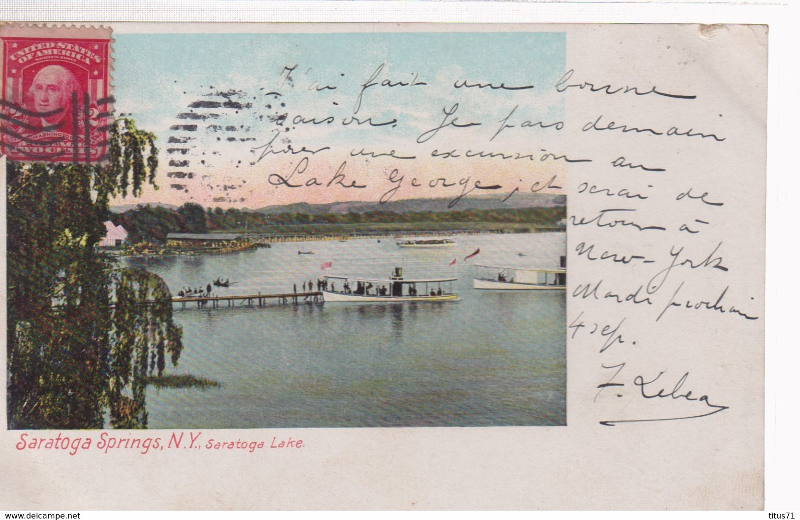 CPA Saratoga Springs - Saratoga Lake - Circulée 1906 - Saratoga Springs