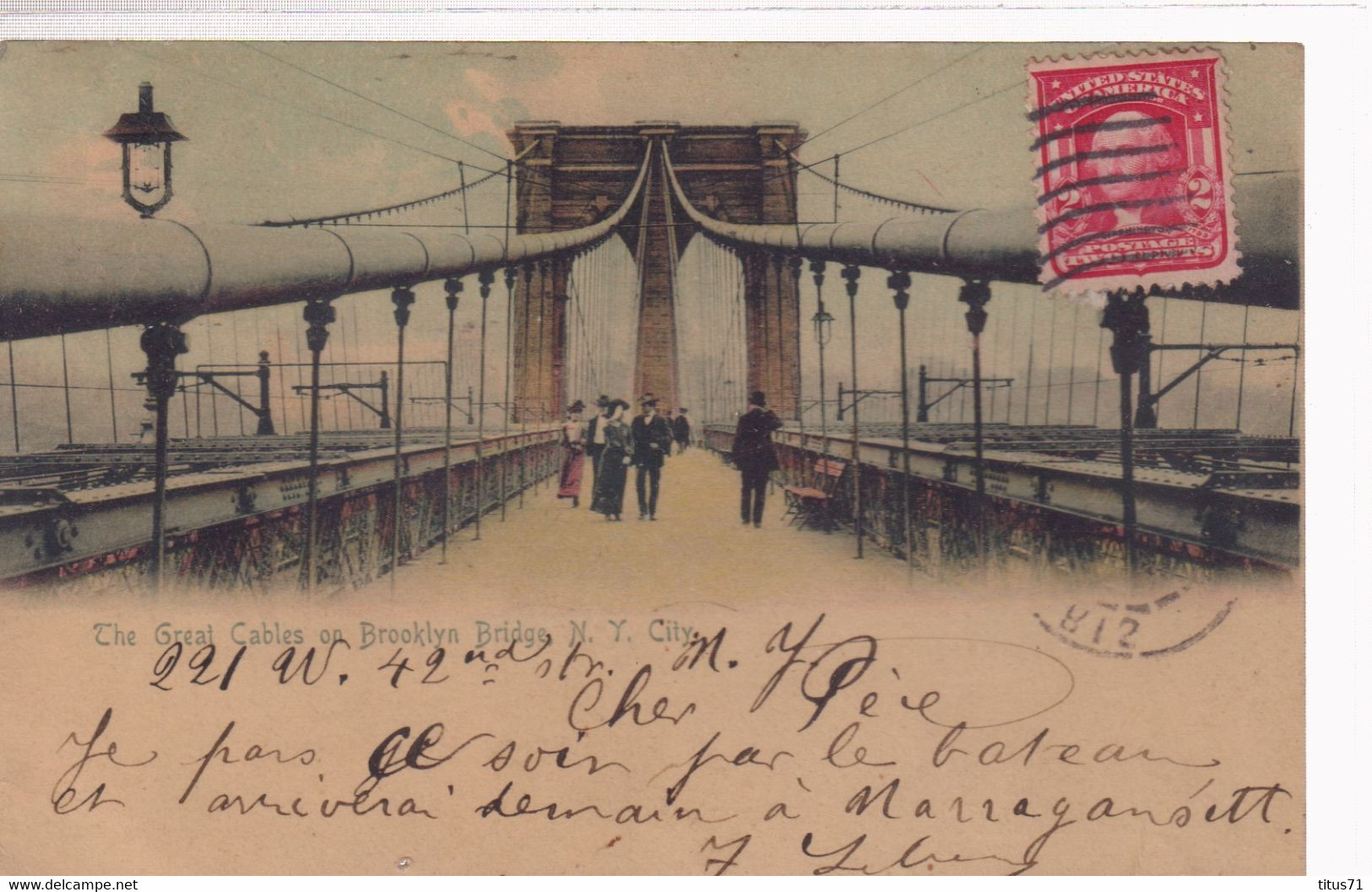 CPA New York - The Great Cables On Brooklyn Bridge - Circulée 1905 - Brooklyn