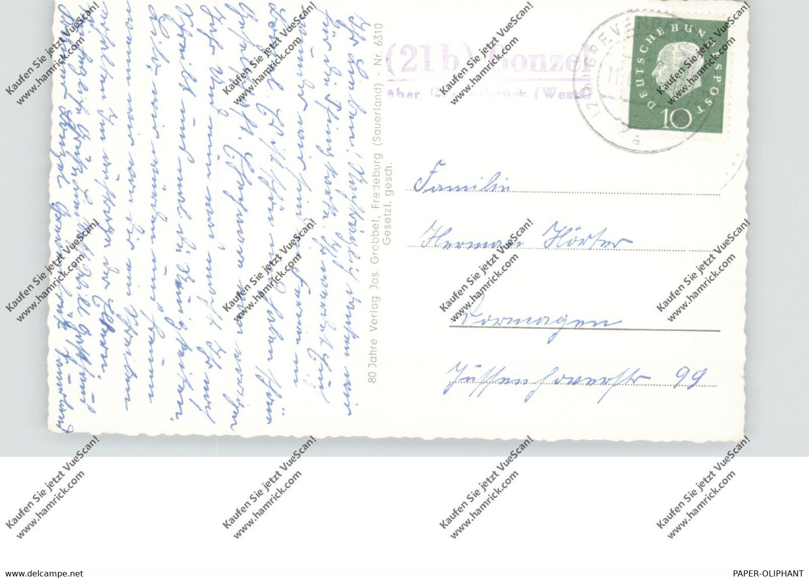 5940 LENNESTADT - BONZEL, Postgeschichte, Landpoststempel "Bonzel über Grevenbrück", 1960 - Lennestadt