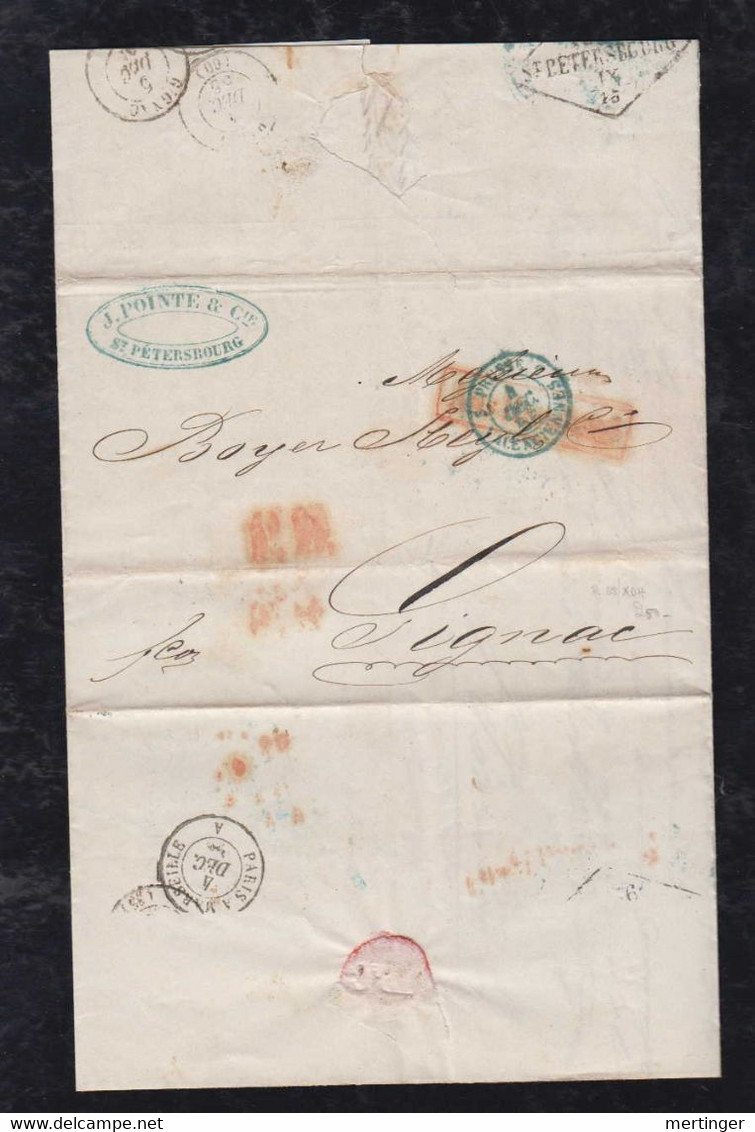Russia 1856 Entire Cover ST PETERSBURG To LIGNAC France Via Germany AUS RUSSLAND Postmark - ...-1857 Préphilatélie