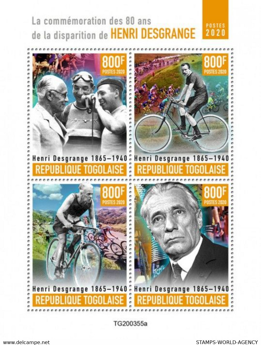 2020-10- TOGO- HENRI DESGRANGE      4V      MNH** - Cycling