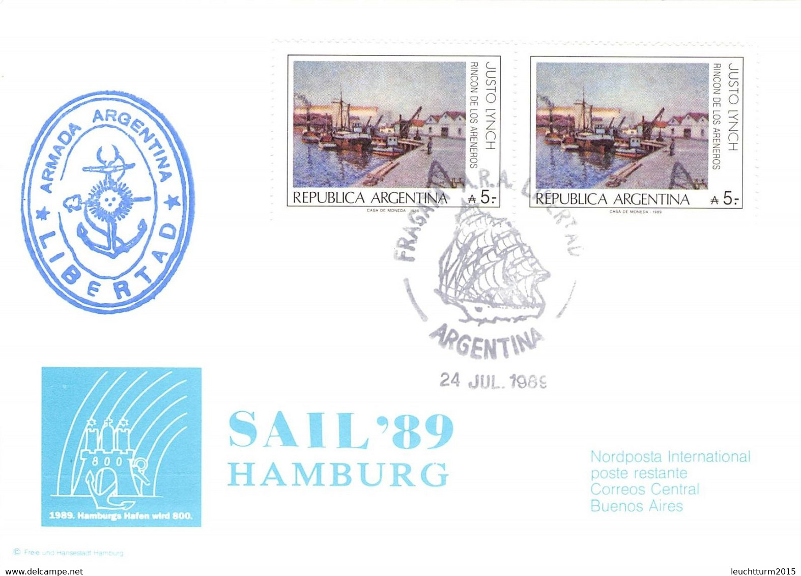 ARGENTINA - CARD SAIL HAMBURG 89 Mi #1981  //Q185 - Otros & Sin Clasificación