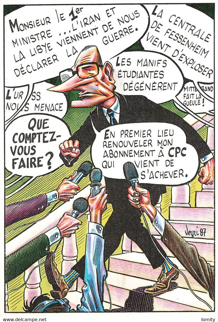 Illustration Illustrateur Veyri Bernard Jacques Chirac 1er Ministre Renouvellement Abonnement Magazine CPC 1987 - Veyri, Bernard