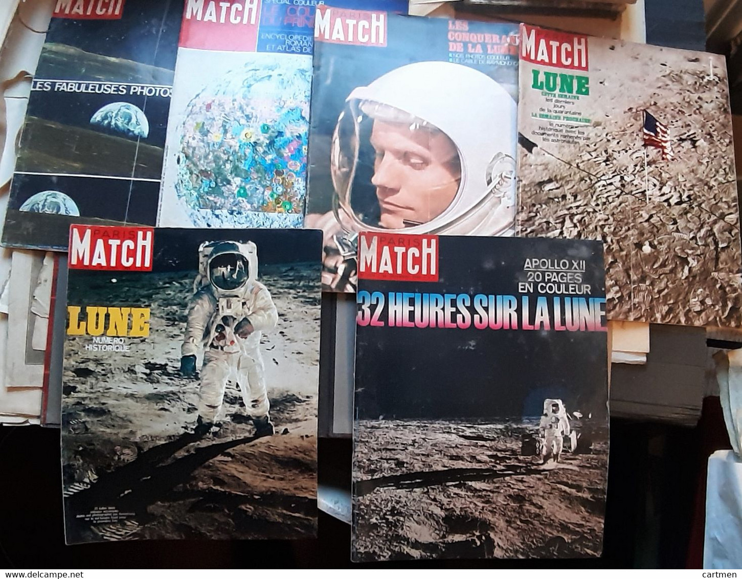 AEROSPATIALE  CONQUETE DE LA LUNE  FUSEE PARIS MATCH  6 N° SPECIAUX SUR LA LUNE 1969 NOMBREUSES PHOTOS BON ETAT - Sonstige & Ohne Zuordnung