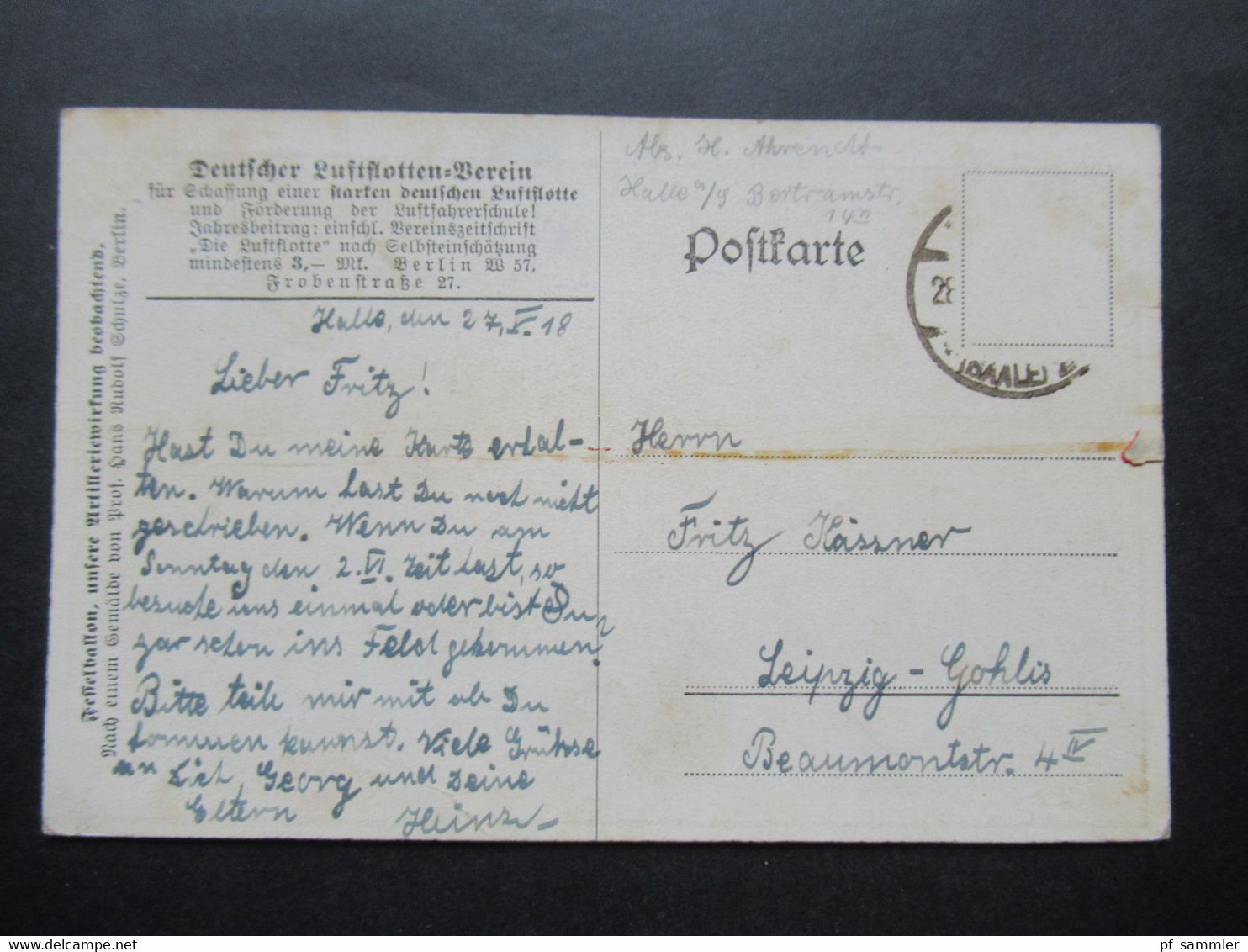 AK / Künstler AK 1918 Deutscher Luftflotten Verein Fesselballon Unsere Artilleriewirkung Beobachtend - Zeppeline