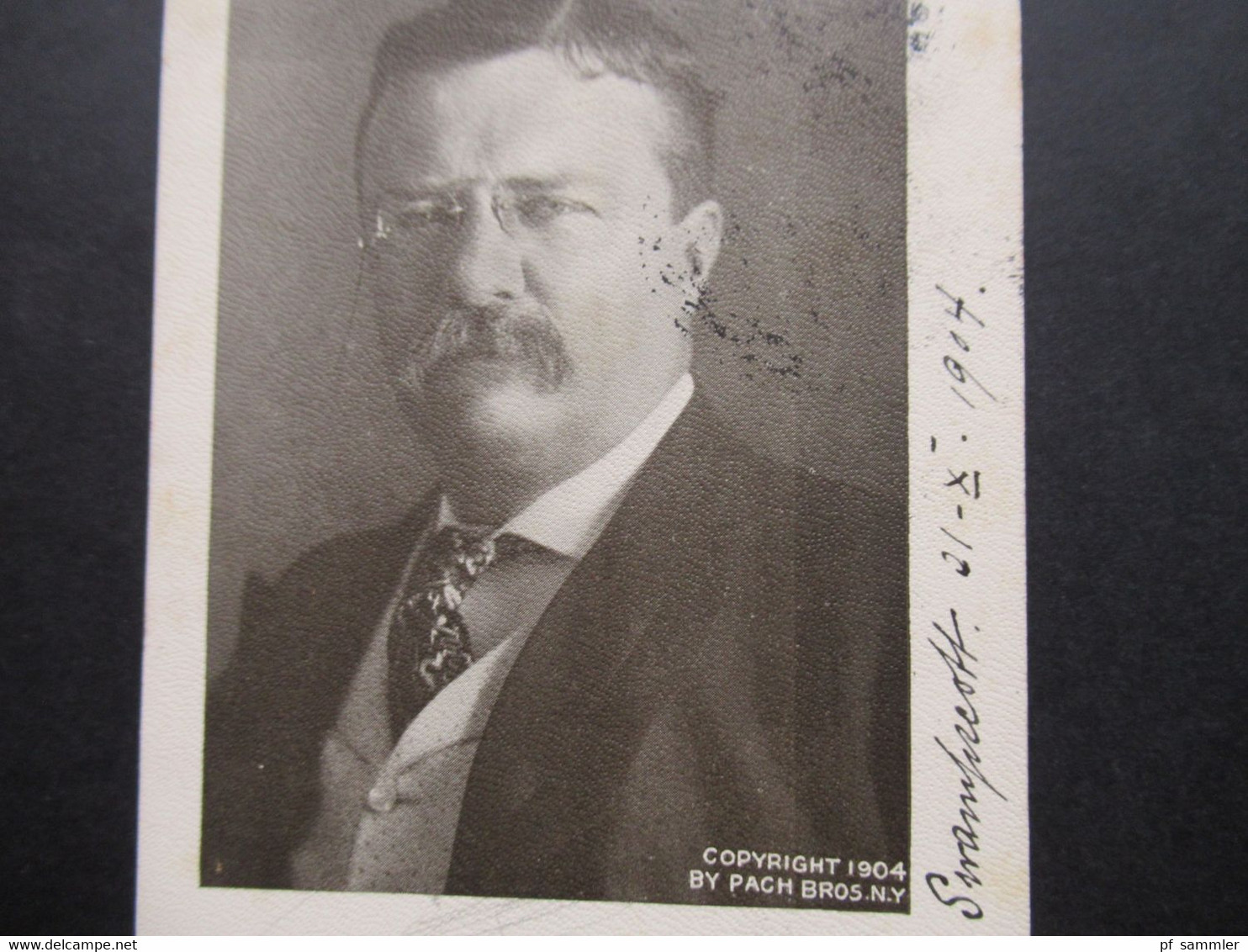 AK USA 1904 / 05 Foto Portrait President Theodore Roosevelt Published By Metropolitan News Co. Boston Nach Berlin Gesend - Personajes