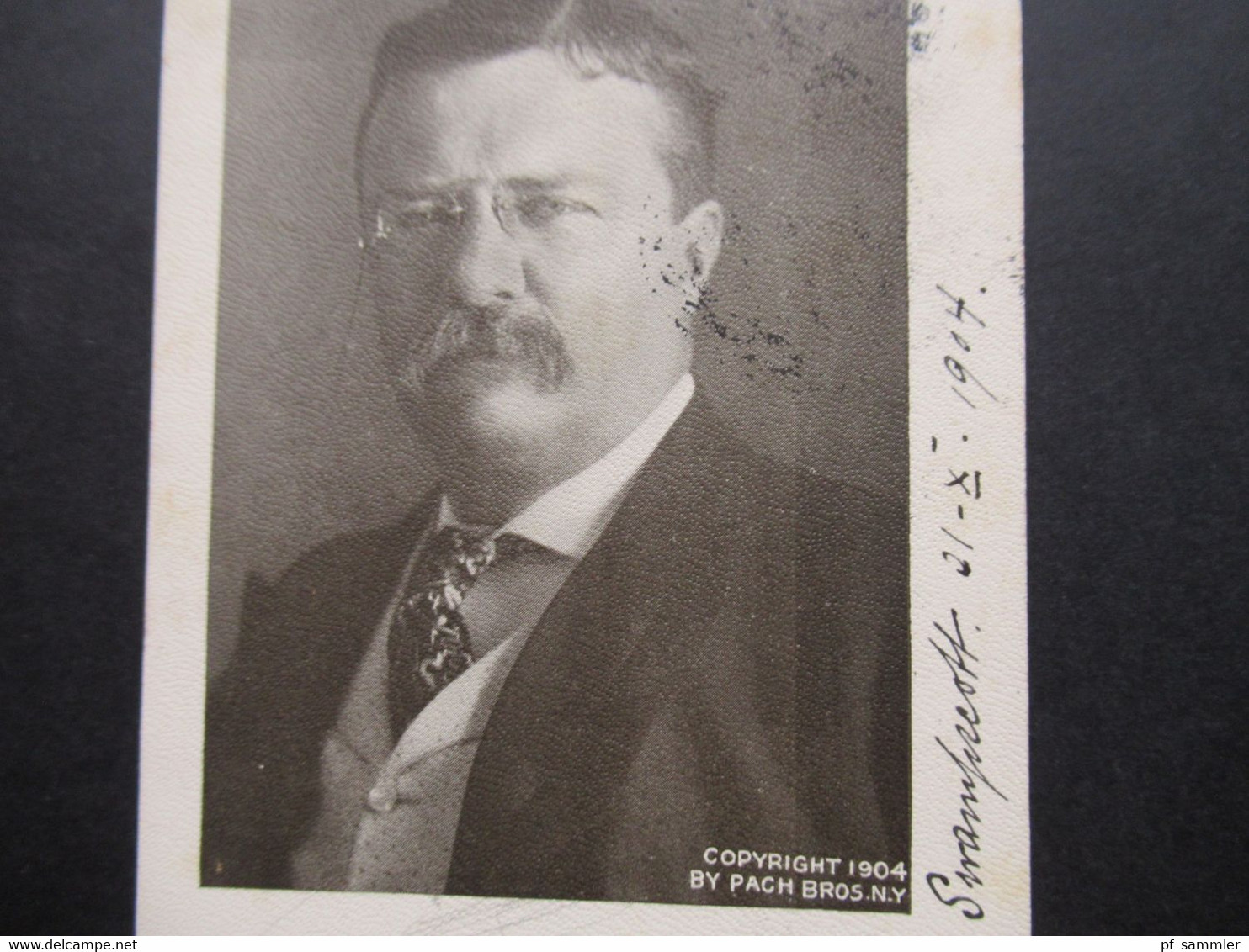 AK USA 1904 / 05 Foto Portrait President Theodore Roosevelt Published By Metropolitan News Co. Boston Nach Berlin Gesend - Personnages