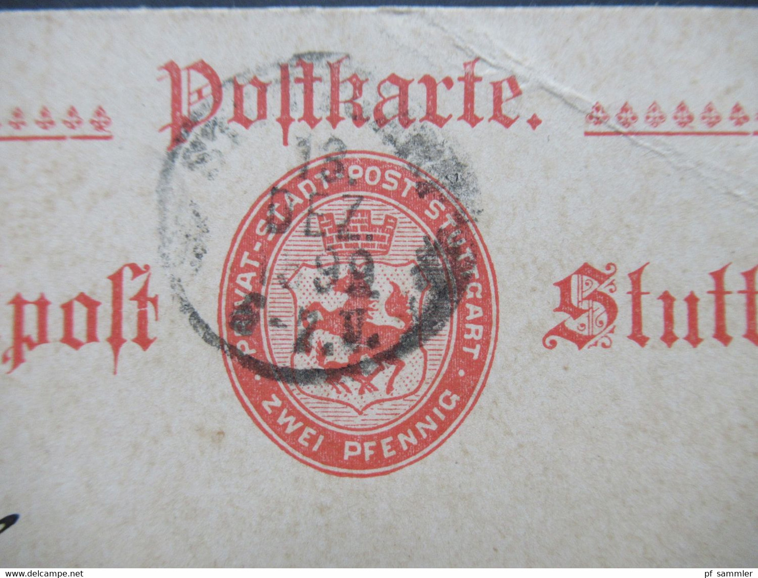 1899 Privatpost Stadtpost Stuttgart  / Privat Ganzsache Postkarte Aus Dem Bedarf - Privatpost