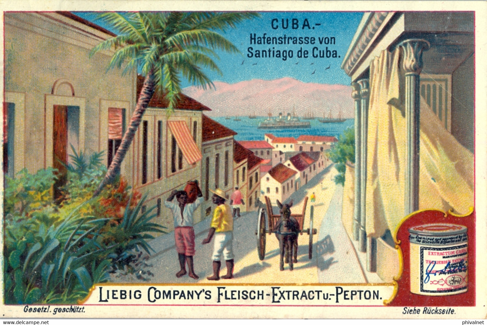 LIEBIG , CROMO ANTIGUO , CUBA - HAFENSTRASSE VON SANTIAGO DE CUBA - Liebig