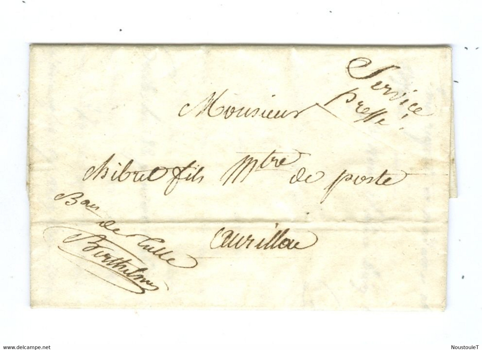 Lettre De Service Du Bureau De Tulle Corrèze Pour Maître Des Postes à Aurillac Cantal 1836 - 1801-1848: Precursors XIX