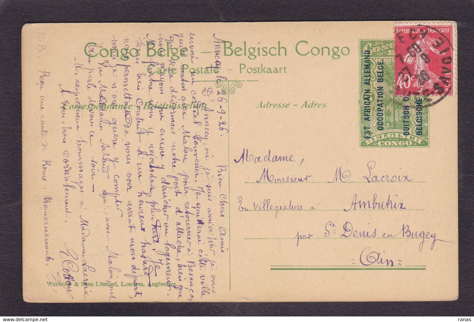 CPA Congo Belge Malagarassi Allemagne Germany Entier Postal Surchargé Marcophilie - Belgisch-Kongo