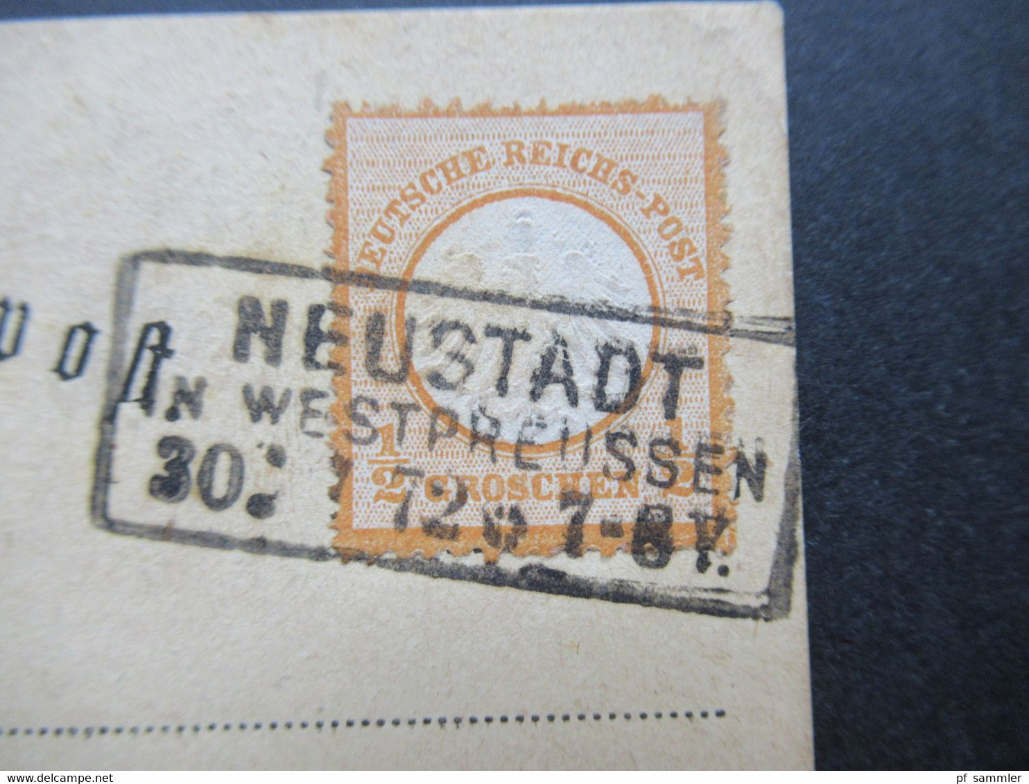 DR 30.7.1872 Brustschild Nr. 3 EF Auf Postkarte Stempel Ra3 Neustadt In Westpreussen Nach Gotha Gesendet - Briefe U. Dokumente