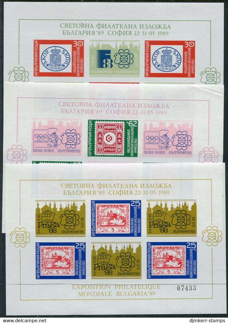 BULGARIA 1989 BULGARIA '89 Exhibition (III) Set Of 10 Imperforate Blocks MNH / **.  Michel Blocks 184-93 - Unused Stamps