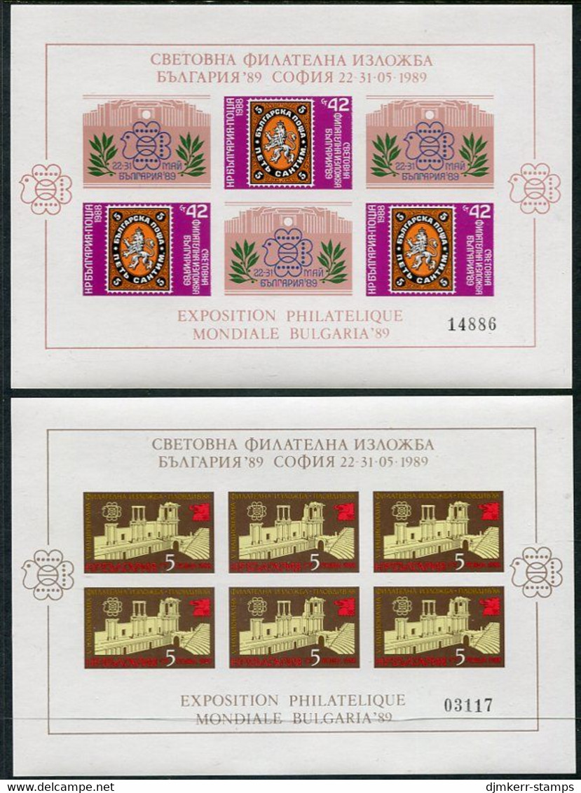 BULGARIA 1989 BULGARIA '89 Exhibition (III) Set Of 10 Imperforate Blocks MNH / **.  Michel Blocks 184-93 - Unused Stamps