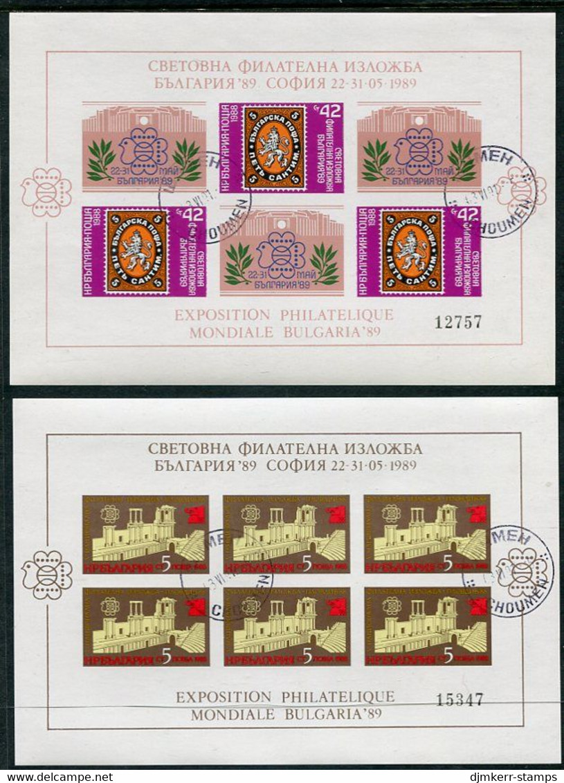 BULGARIA 1989 BULGARIA '89 Exhibition (III) Set Of 10 Imperforate Blocks Used.  Michel Blocks 184-93 - Used Stamps