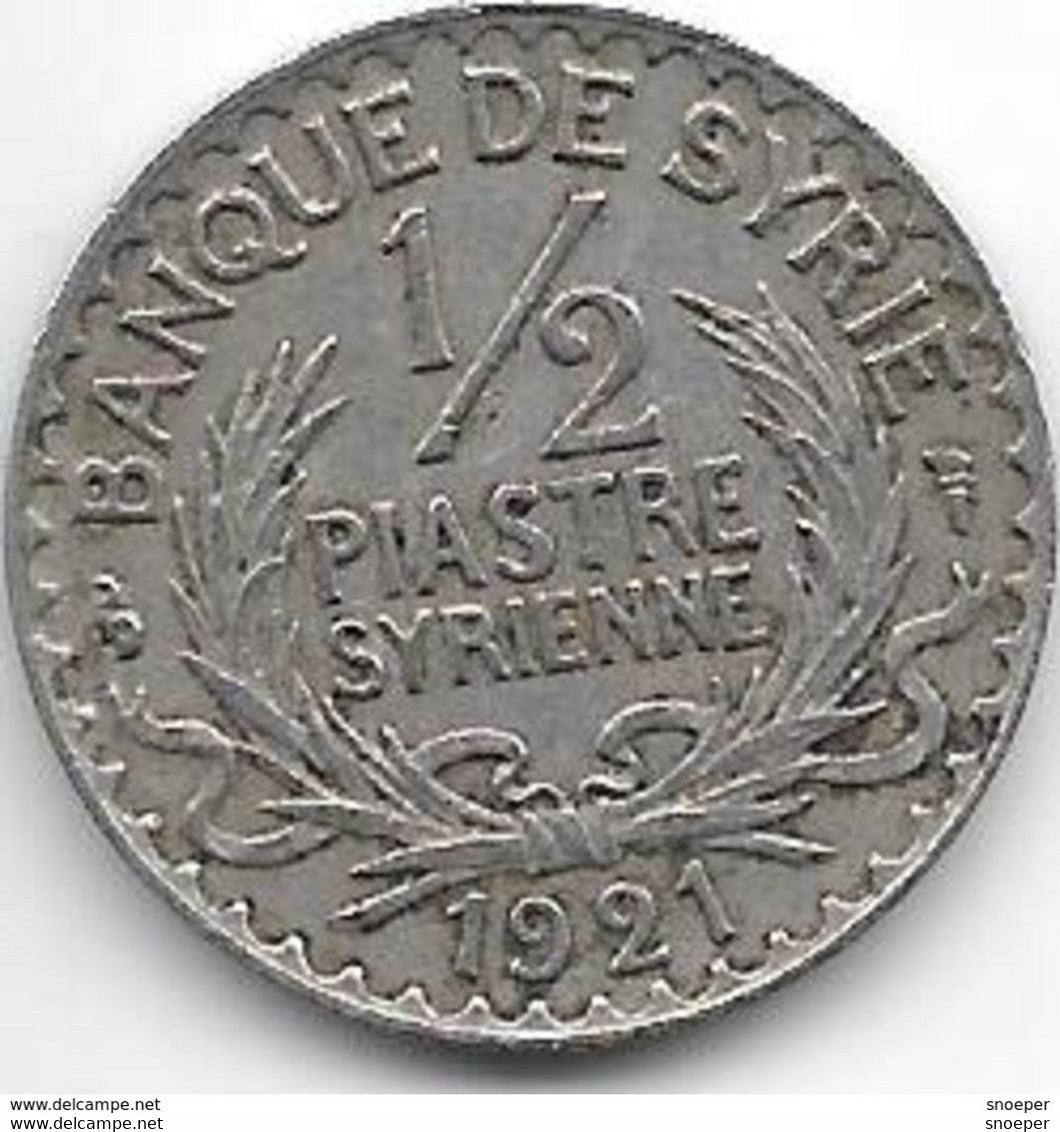 Syria 1/2 Piastres 1921  Km 68  Xf Catalog Val 30$ - Syrien