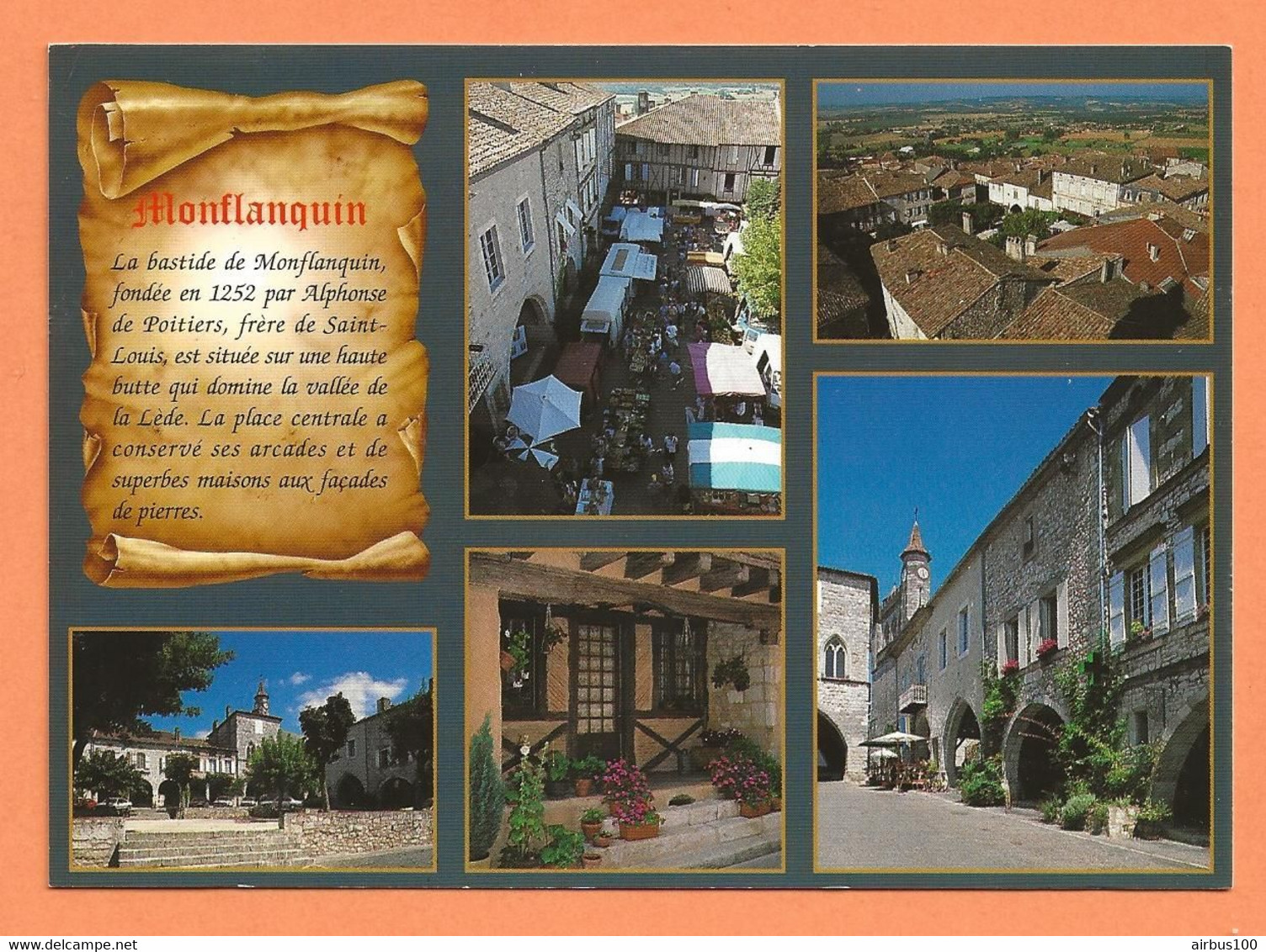 47 - LOT ET GARONNE - MONTFLANQUIN MULTIVUES - LA BASTIDE FONDÉE 1252 - ÉDITIONS RENÉ N° 9087 - Monflanquin