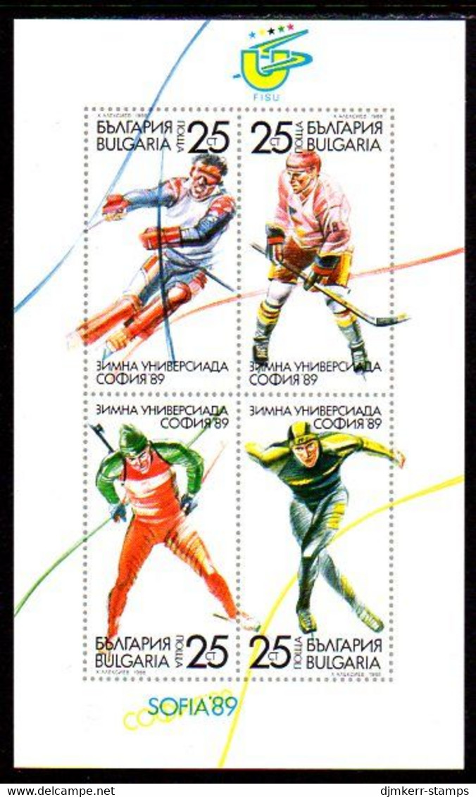 BULGARIA 1989 Winter Universiade Block MNH / **.  Michel Block 183 I - Unused Stamps