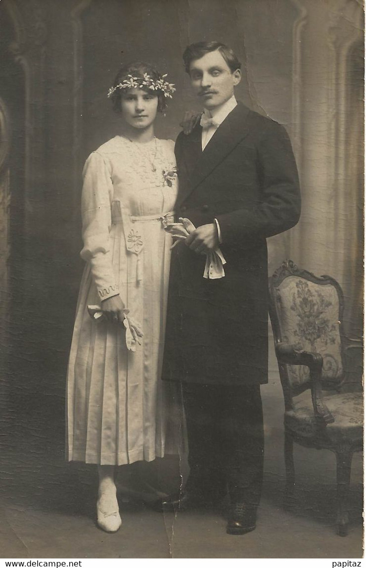 PHOTOGRAPHIE DE MARIAGE DE DÉCEMBRE 1917 - Andere & Zonder Classificatie