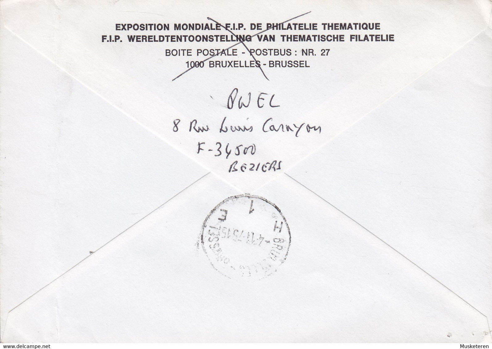 France THEMBELGA PARIS 1975 Cover Lettre BRUXELLES Belgium 2x Conference De Cooperation Mondiale Timbres - Storia Postale