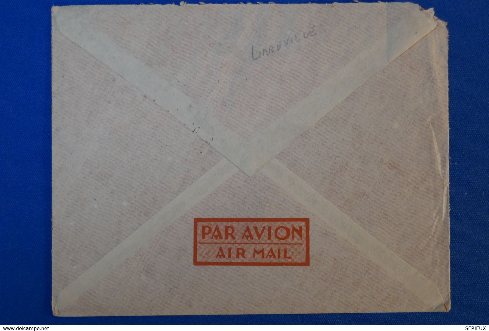 J5 AEF GABON BELLE LETTRE  1943 PAR AVION POUR PARIS FRANCE + PAIRE DE T.P.+ CACHETS INTERESSANT - Lettres & Documents