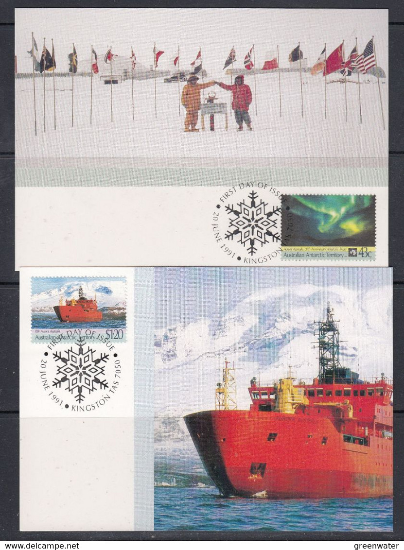 AAT 1991 Antarctic Treaty 2v 2 Maxicards (51160) - Maximum Cards