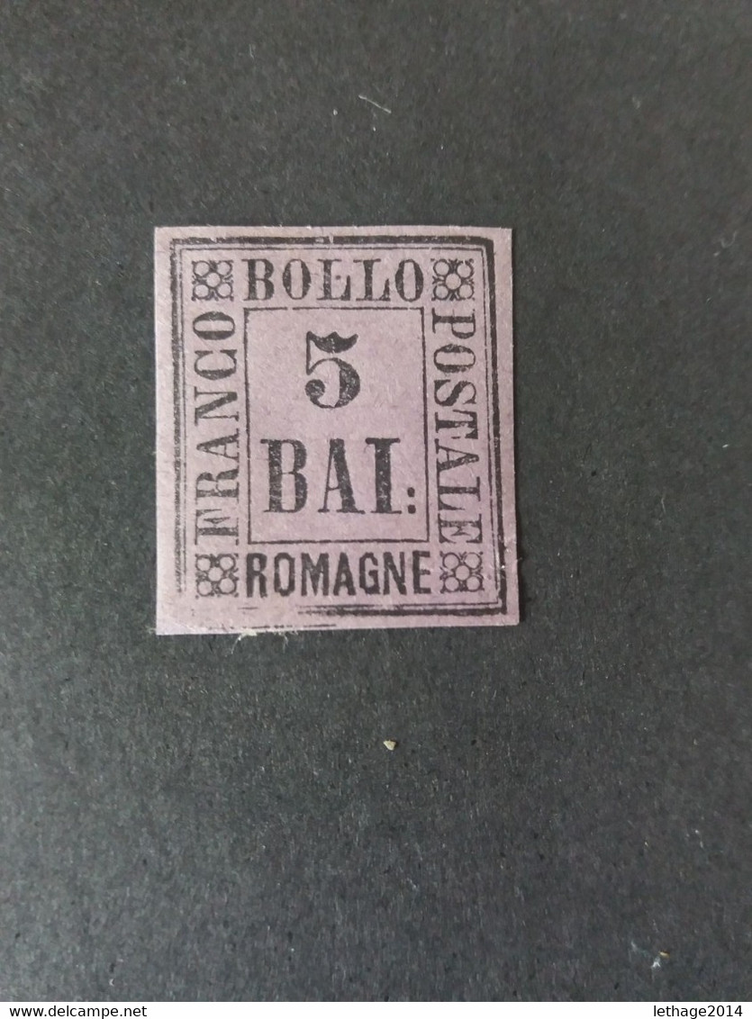 ITALIA ANTICHI STATI INTALIANI DUCATO DI ROMAGNE 1859 5 BAI VIOLA RISTAMPA DEL 1862 DI TORINO MNHL - Romagne