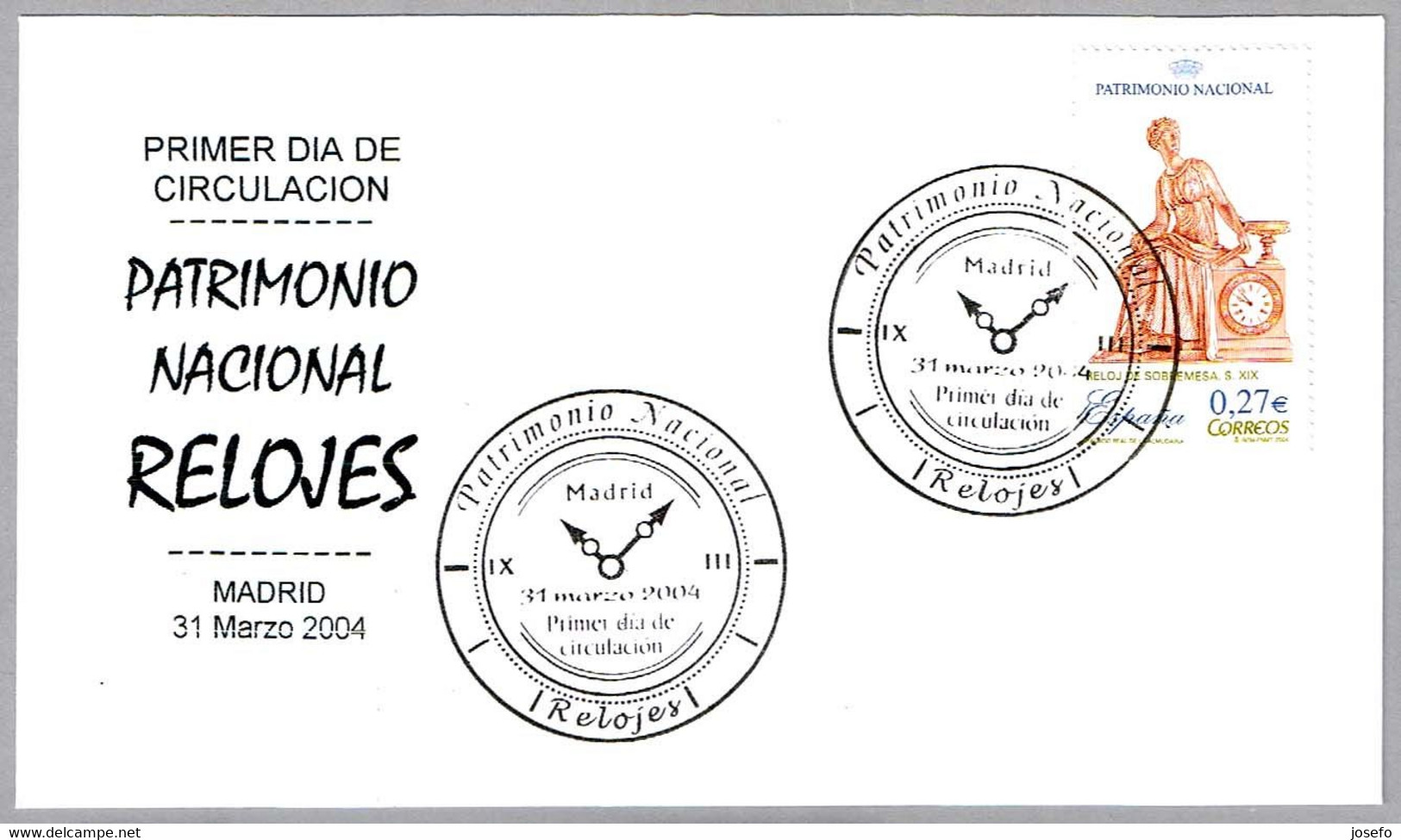 PATRIMONIO NACIONAL: RELOJES - CLOCKS. FDC Madrid 2004 - Horlogerie