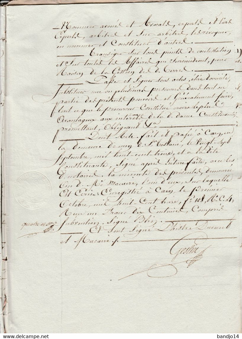 Calvados 1817-1818 - archives de la Marquise de Balleroy reliées dans une chemise (d'époque !) 21 scan