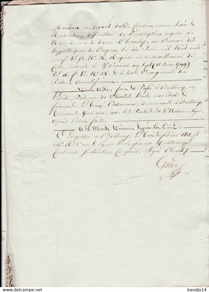 Calvados 1817-1818 - archives de la Marquise de Balleroy reliées dans une chemise (d'époque !) 21 scan