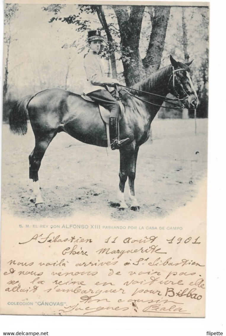 L130b512 - El Rey Don Alphonso XIII Paseando Por La Casa De Campo - Coll. Canovas -  Carte Précurseur - Koninklijke Families