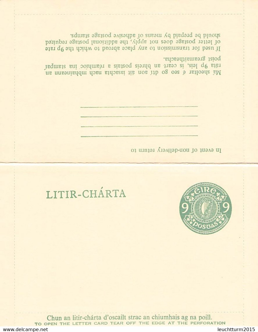 IRELAND - STATIONARY LETTERCARD 9p Unc //Q201 - Postal Stationery