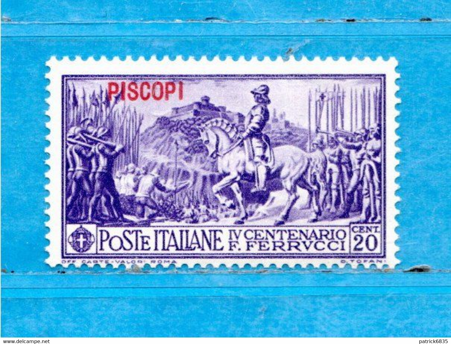 (Riz) Colonie Italiane  **- 1930 - EGEO - PISCOPI. FERRUCCI. 20 CENT.  Unif. 12.   MNH - Ägäis (Piscopi)