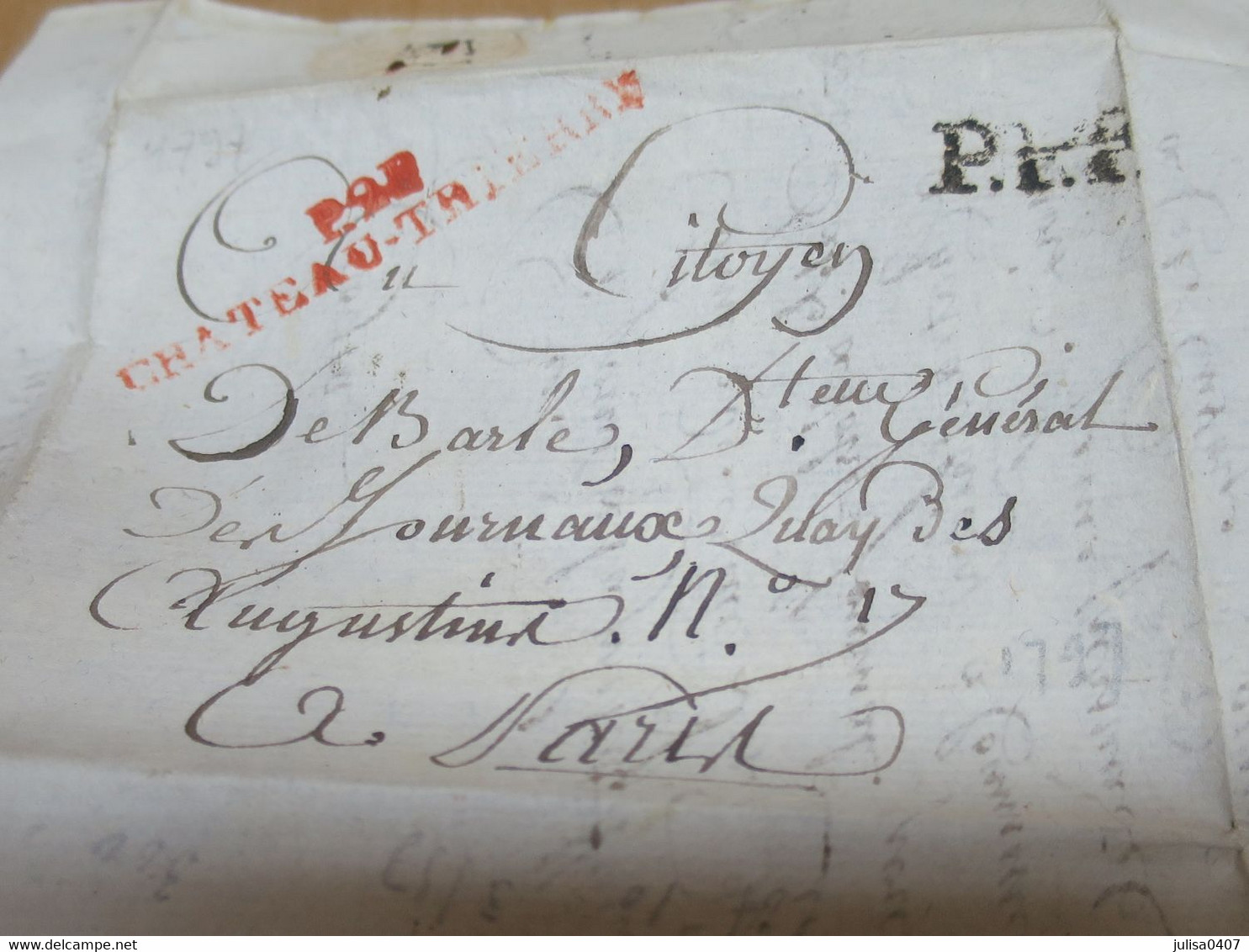 CHATEAU THIERRY Lettre Révolutionnaire 1797 Avec Marque Postale - 1701-1800: Precursores XVIII