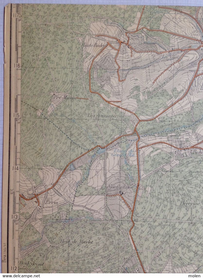 Situation 1924 LIERNEUX CARTE D ETAT MAJOR 55/4 ODRIMONT ARBREFONTAINE MENIL GORONNE FOSSE BERGEVAL BODEUX HIERLOT S731 - Lierneux