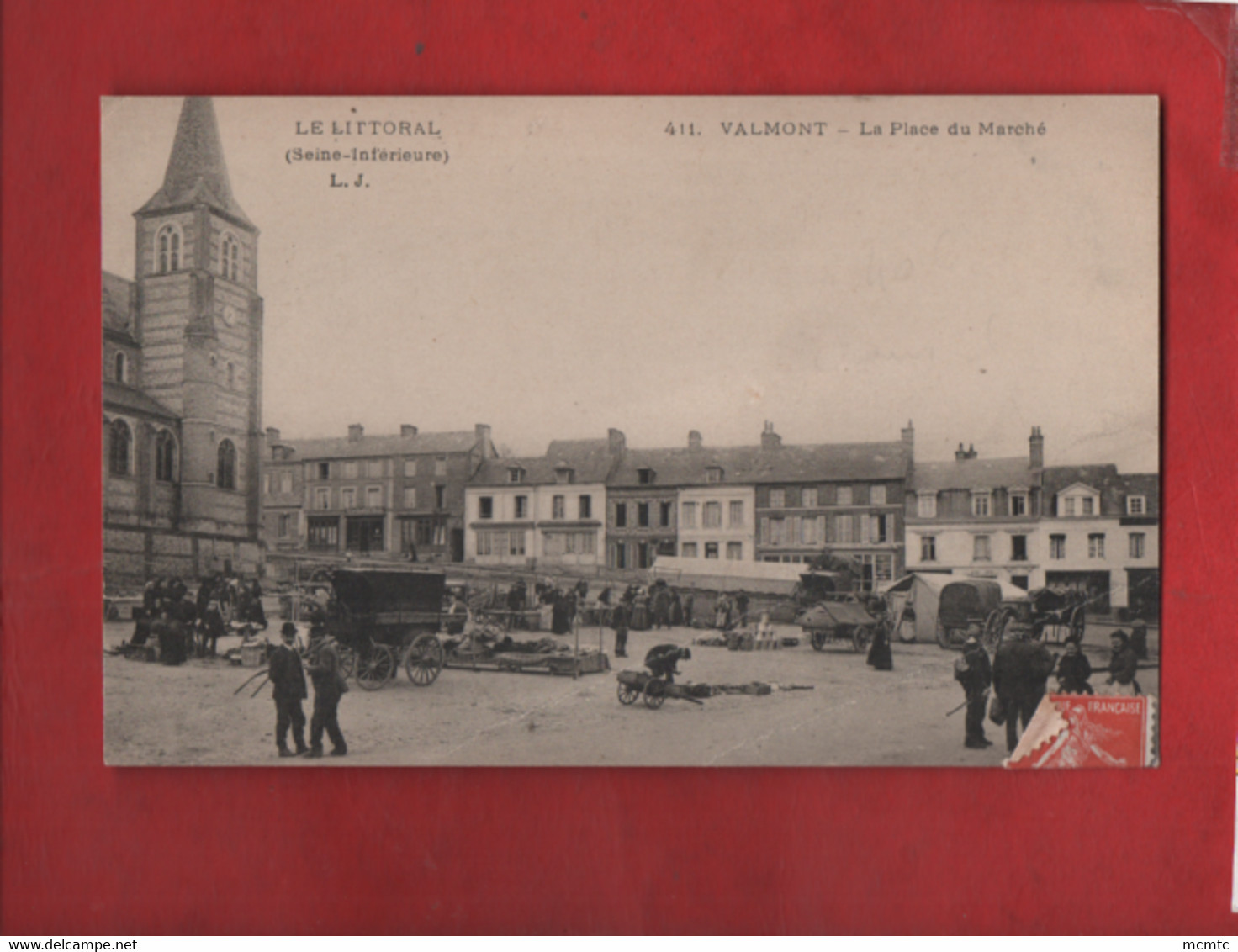 CPA Abîmée - Le Littoral  -( Seine Inférieure ) -  Valmont - La Place Du Marché - Valmont