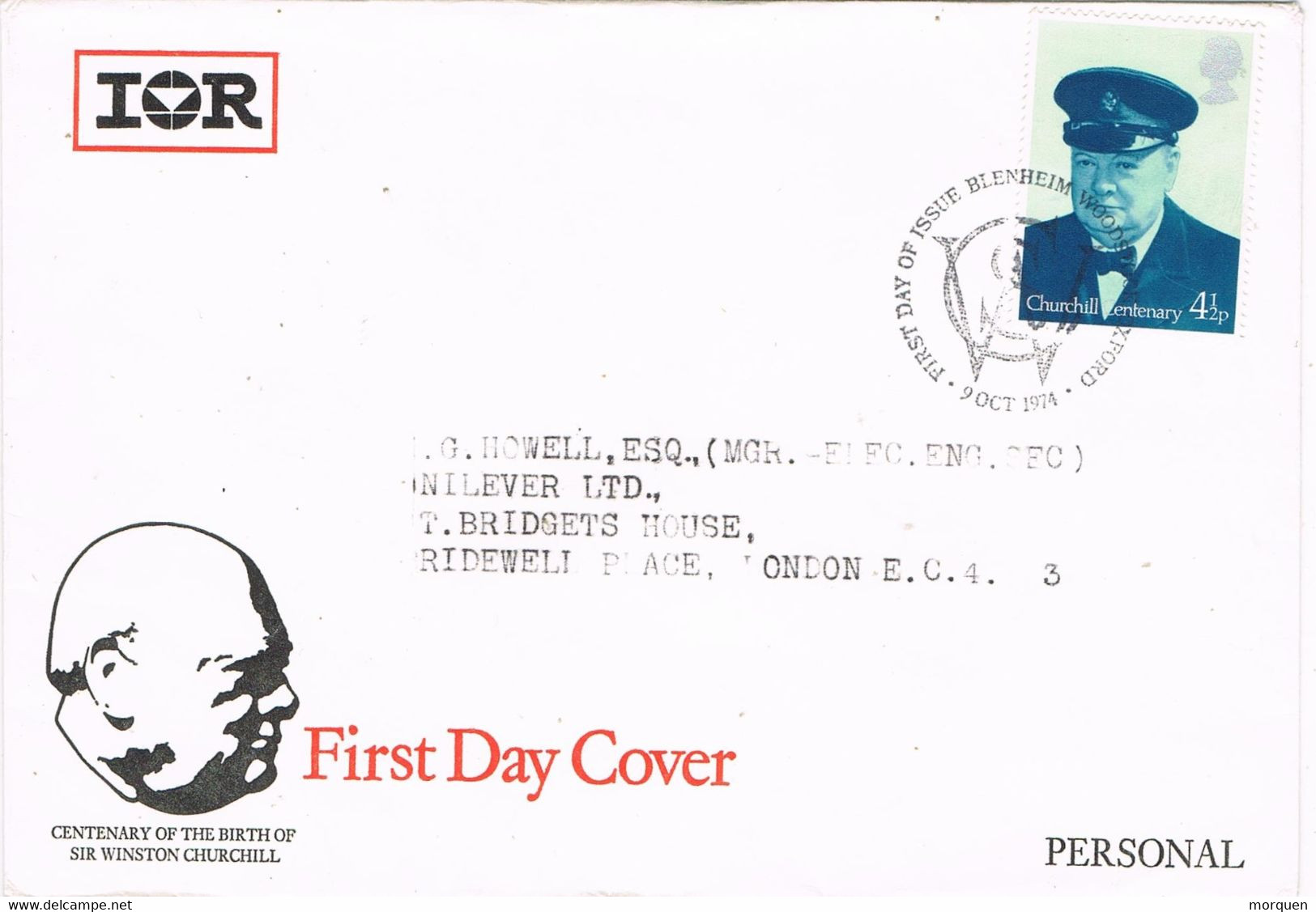 39028. Carta F.D.C. OXFORD (England) 1974. Centenary Sir Wiston CHURCHILL. Personal - Lettres & Documents