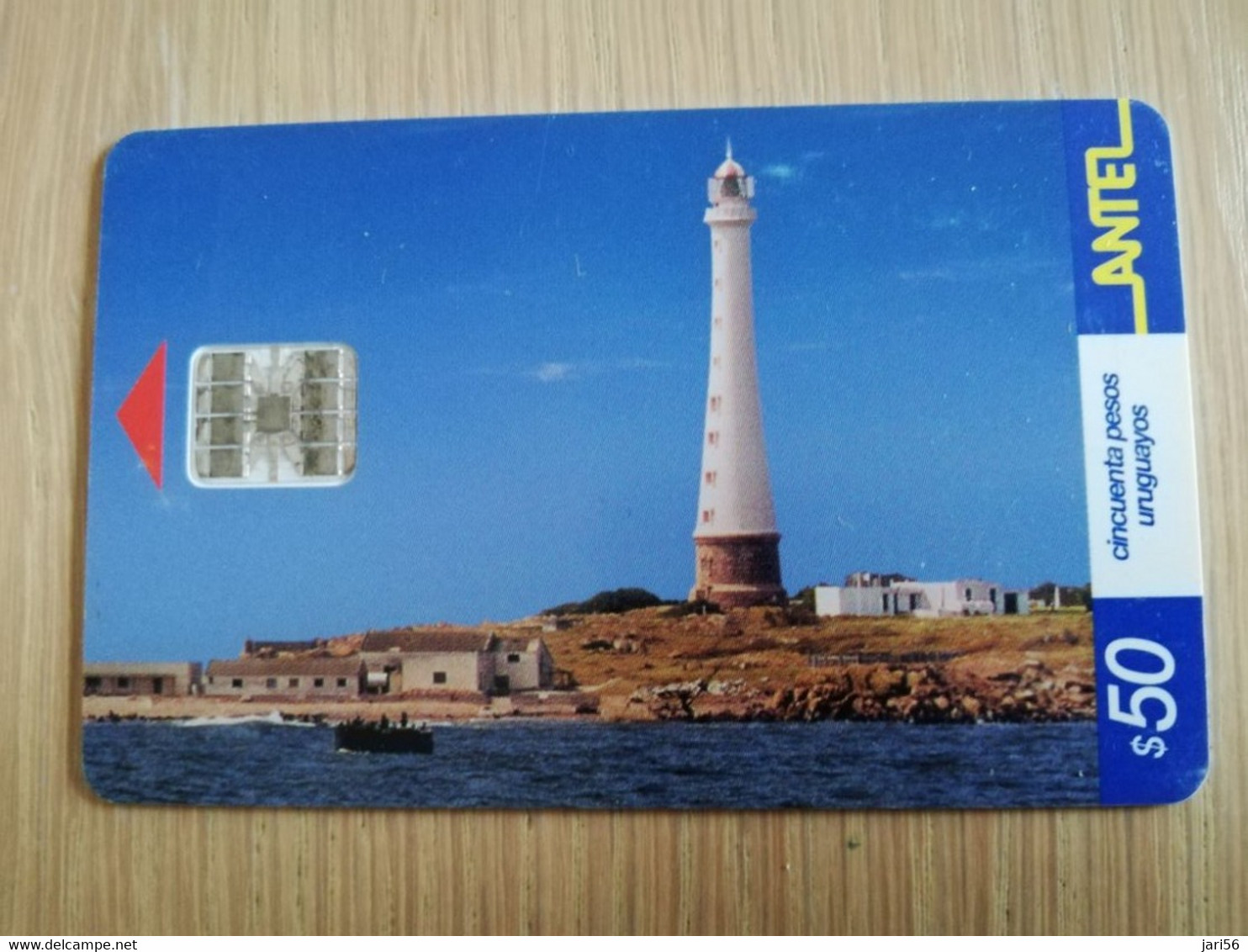 URUGUAY CHIPCARD  LIGHTHOUSE/VUURTOREN    $50 FARO DE ISLA DE LOBOS               Nice Used Card    **4538** - Uruguay