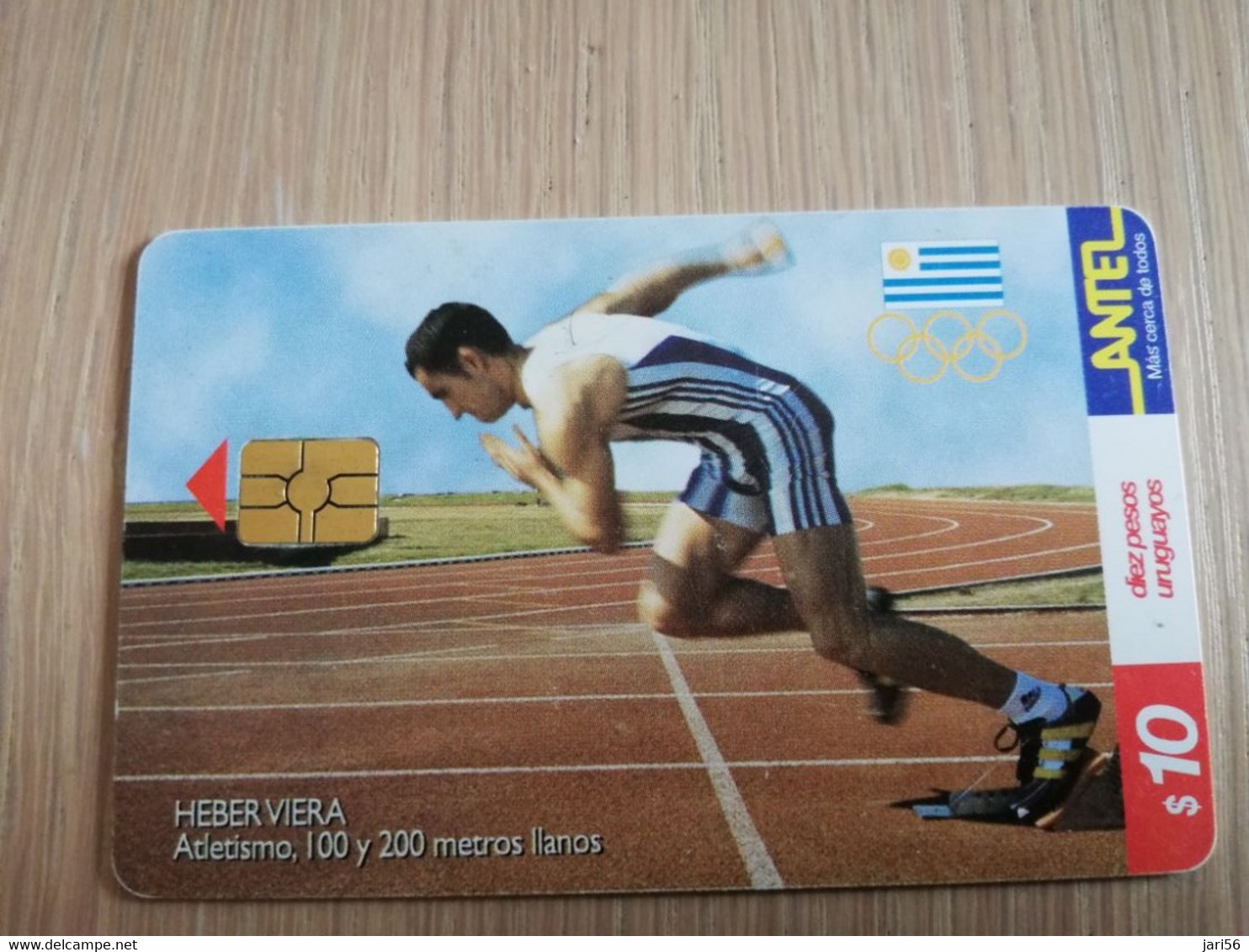 URUGUAY CHIPCARD  SPORTS    $10     HEBER VIERA  ATLETISMO           Nice Used Card    **4542** - Uruguay