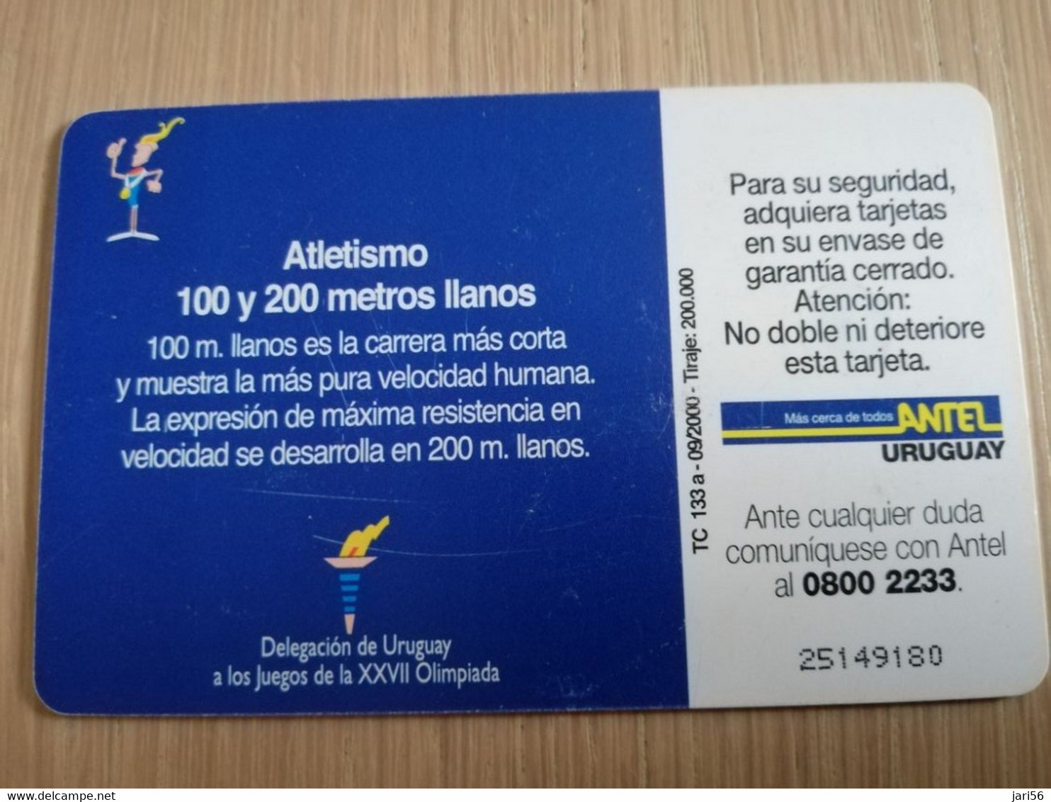 URUGUAY CHIPCARD  SPORTS    $10     HEBER VIERA  ATLETISMO           Nice Used Card    **4542** - Uruguay