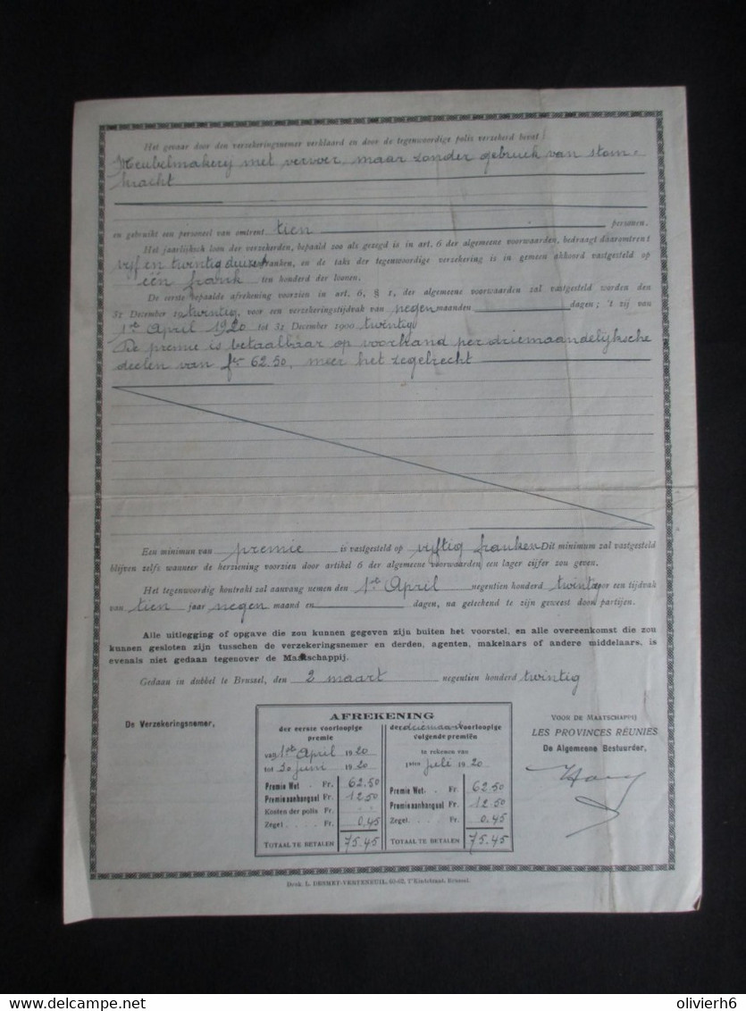 VP ASSURANCE 1920 (V2030) LES PROVINCES RéUNIES (3 Vues) BRUXELLES Avenue Des Arts 6 - Bank En Verzekering