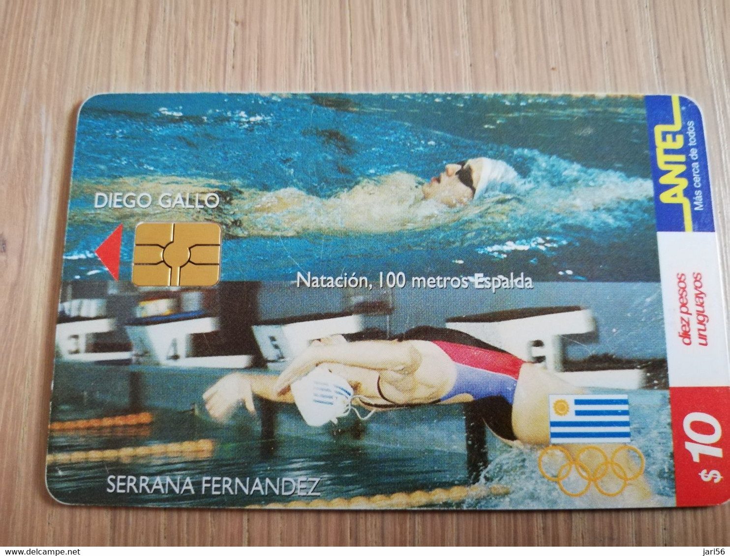 URUGUAY CHIPCARD  SPORTS    $10     SERRANO FERNANDEZ 100 METER ESPALDA            Nice Used Card    **4543** - Uruguay