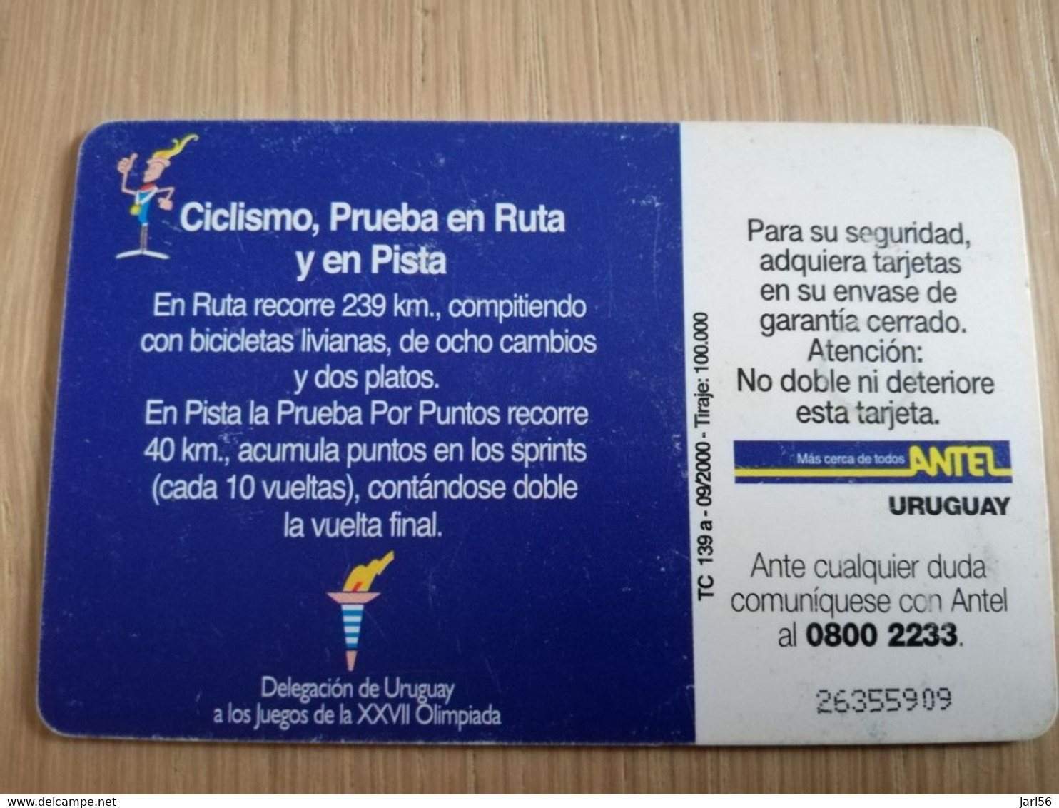 URUGUAY CHIPCARD  SPORTS    $50  MILTON WYNANTS CICLISMO RUTA E PISTA             Nice Used Card    **4546** - Uruguay